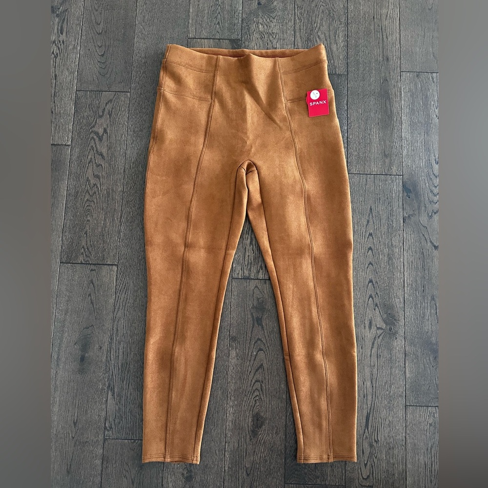 SPANX Camel Tan Faux Suede Leggings